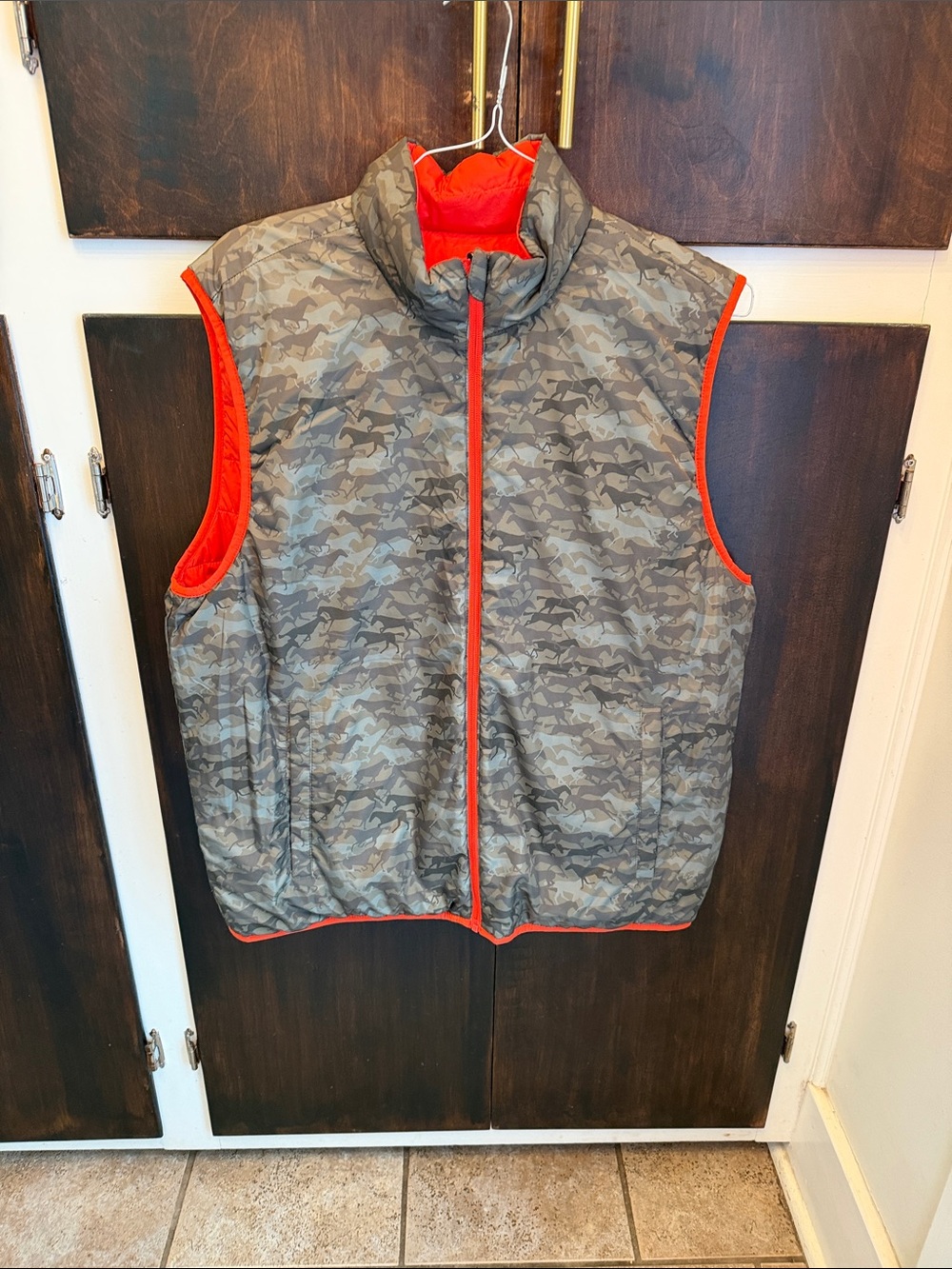 XL Brooks Brothers reversible Camo and orange Puffer Vest